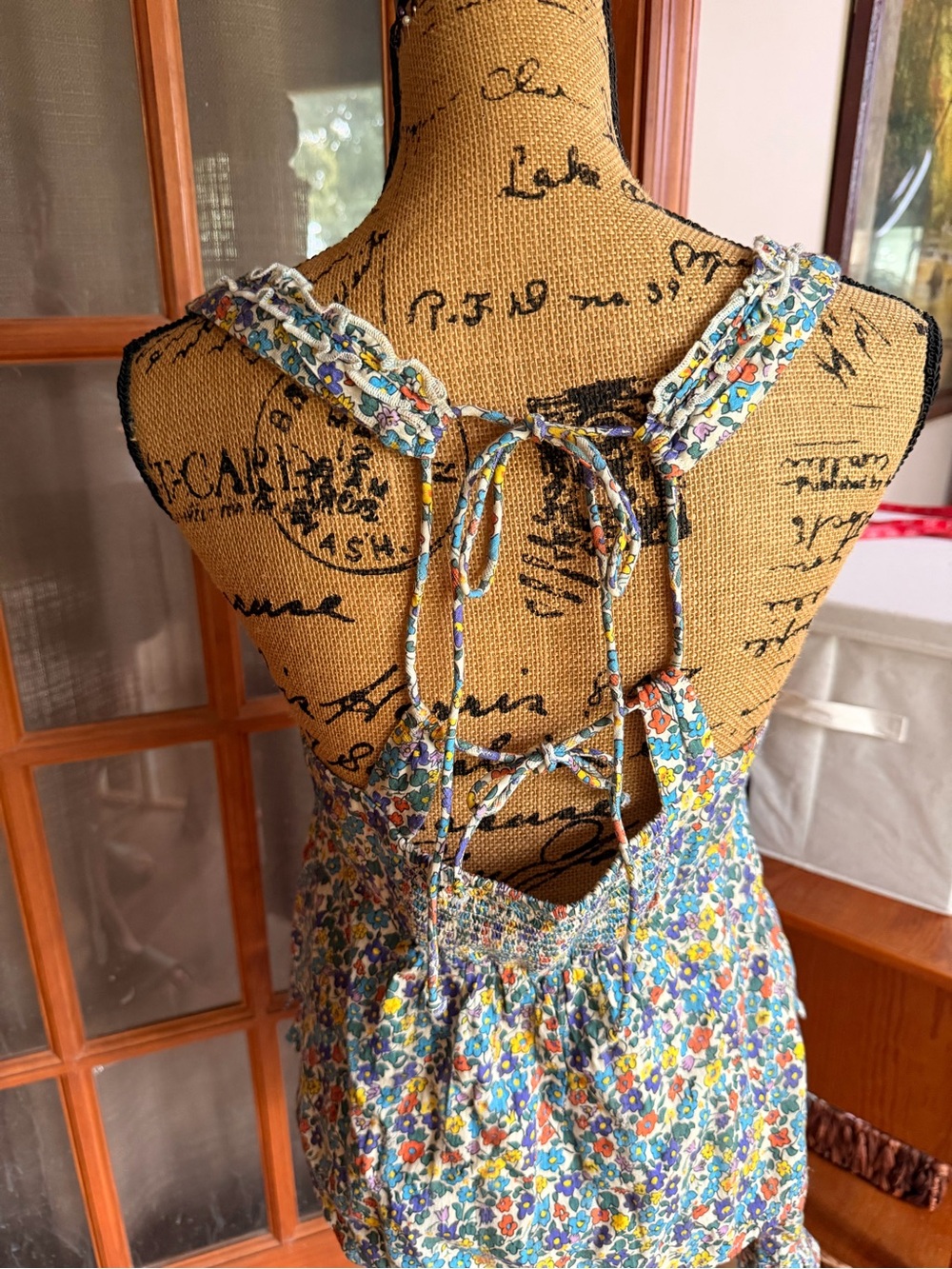 Free People Floral Two Piece Top and Skort- Blue, Yellow, Orange, Purple - Picture 3 of 6